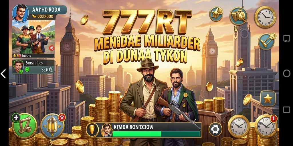 Tangkapan layar utama 777RT menampilkan pemain membangun kerajaan bisnis Tycoon.
