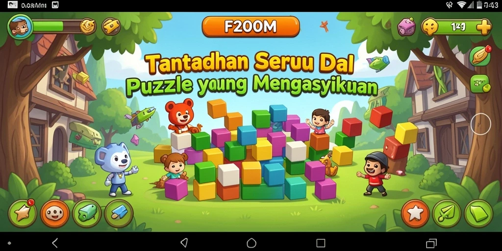 Screenshot gameplay F200M menampilkan tantangan puzzle yang menarik.