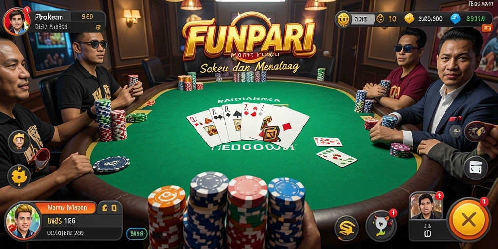 Screenshot dari gameplay seru Poker di FUNPARI.