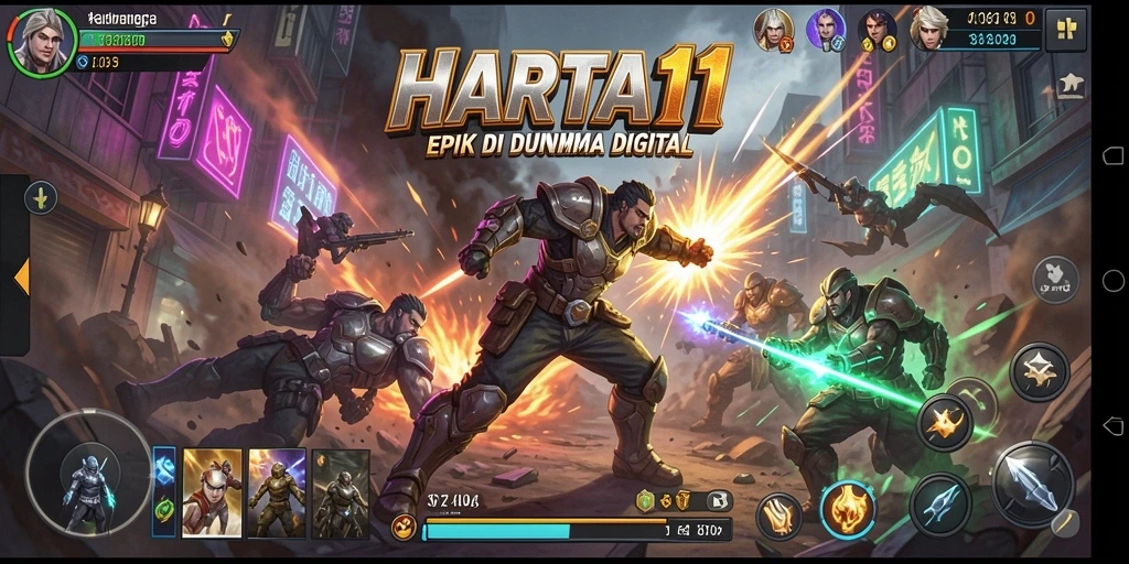 Screenshot menampilkan pertarungan epik dalam HARTA11 dengan karakter yang beraksi.