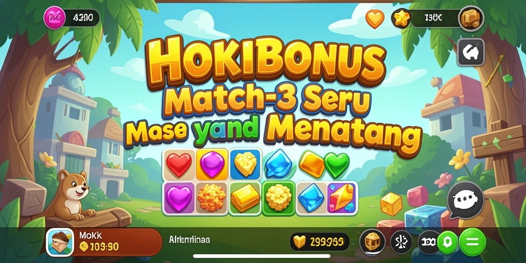 Tampilan gameplay HOKIBONUS yang seru dalam genre Match-3.