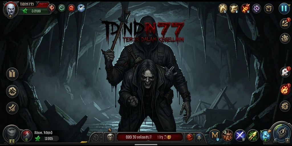 Screenshot gameplay menegangkan dari IDN777, menampilkan suasana horor yang mencekam.