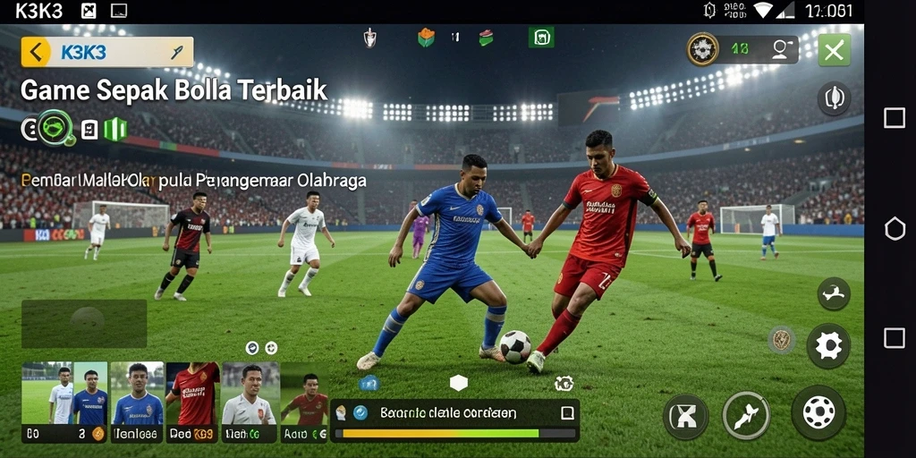 Screenshot K3K3 menampilkan aksi seru pertandingan sepak bola.