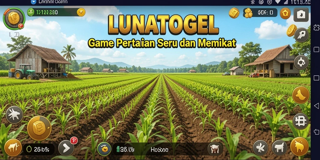 Tampilan gameplay LUNATOGEL yang menunjukkan aktivitas pertanian.