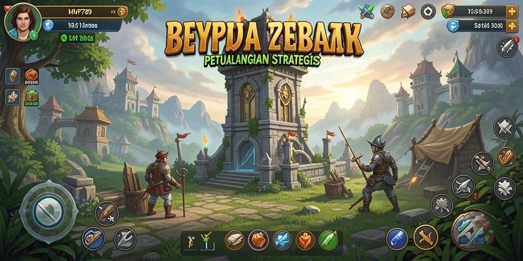 Tampilan menyeluruh dari gameplay Tower Defense yang intens dan strategis.