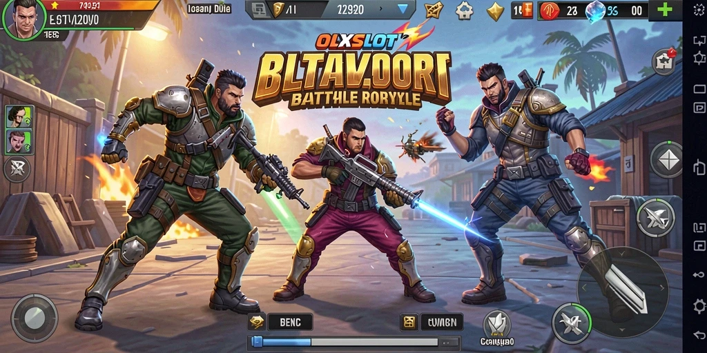 Screenshot gameplay OLXSLOT menampilkan aksi seru dalam mode Battle Royale.