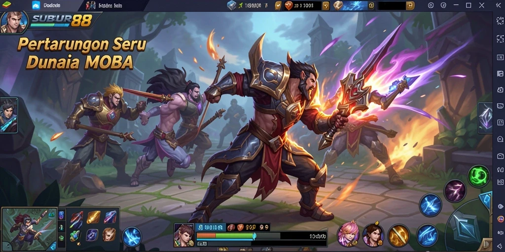 Tangkapan layar dari gameplay SUBUR88 yang menunjukkan pertarungan seru di arena.