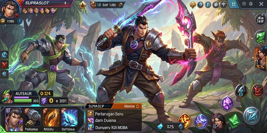 Tampilan menegangkan dari gameplay MOBA dalam SUPRASLOT.
