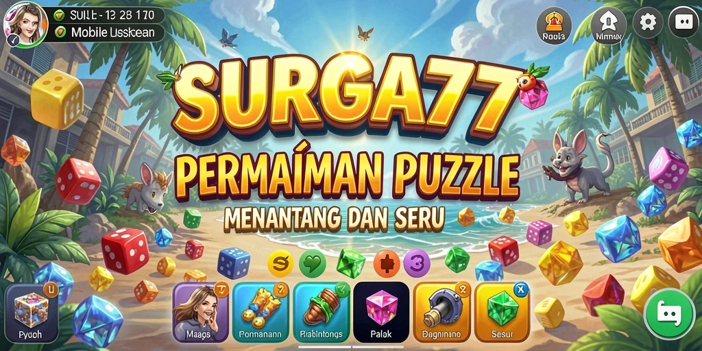 Tampilan permainan SURGA77 dengan level teka-teki yang menantang.