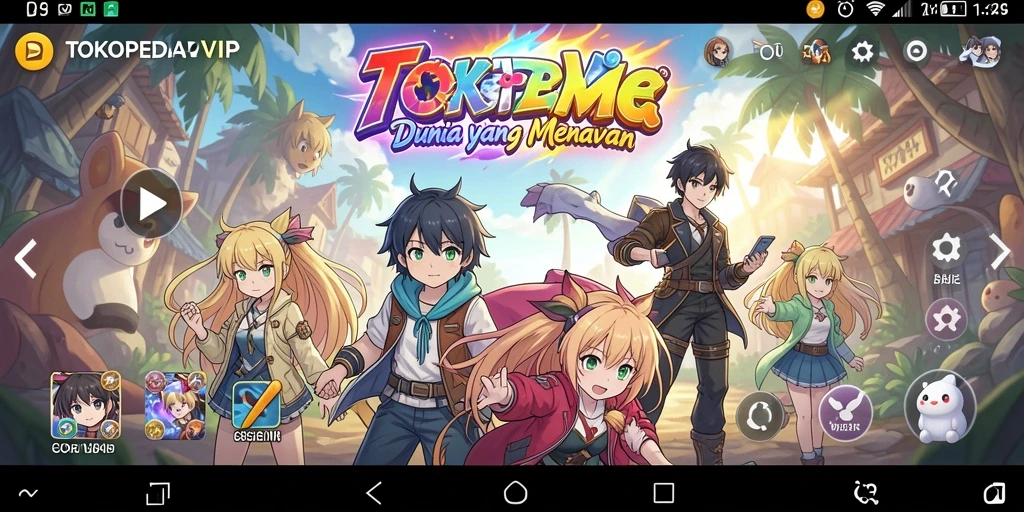Tampilan gameplay TOKOPEDIAVIP yang colorful dan dinamis.