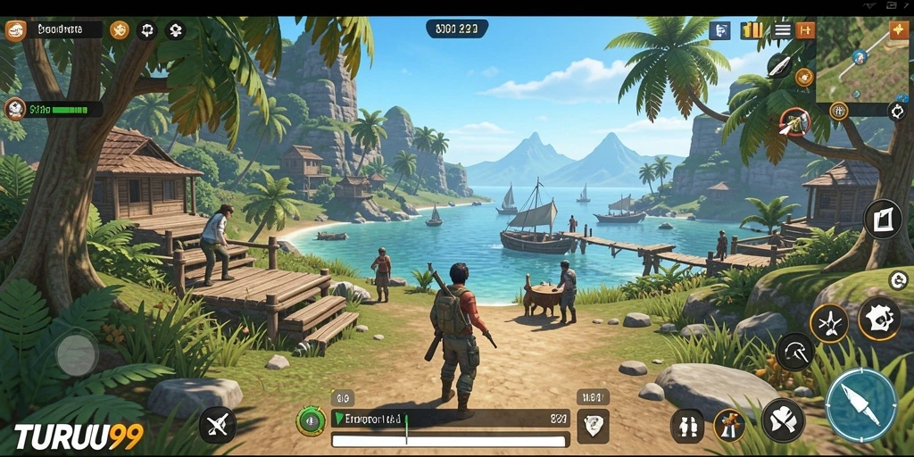 Screenshot gameplay TURU99 menampilkan eksplorasi dunia terbuka.