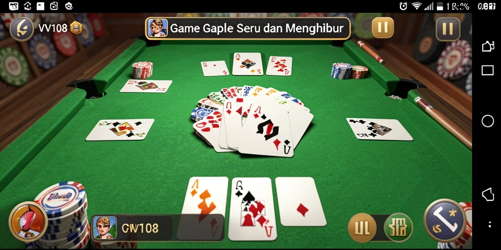Tangkapan layar gameplay Gaple VW108 yang mengasyikkan.