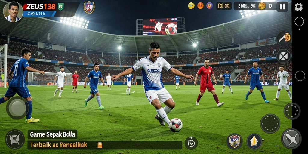 Tampilan gameplay ZEUS138 yang mendebarkan saat pertandingan sepak bola.