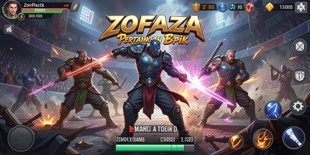 Gameplay seru di arena pertarungan ZOFAZA dengan grafis menawan.